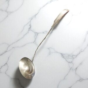 Vintage Punch / Soup Double Ladle Serving Spoon Silver Plate Twisted Handle 16"